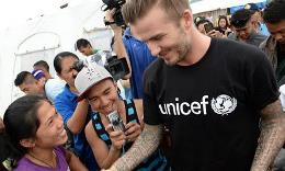Beckham went to the Philippines typhoon zone
